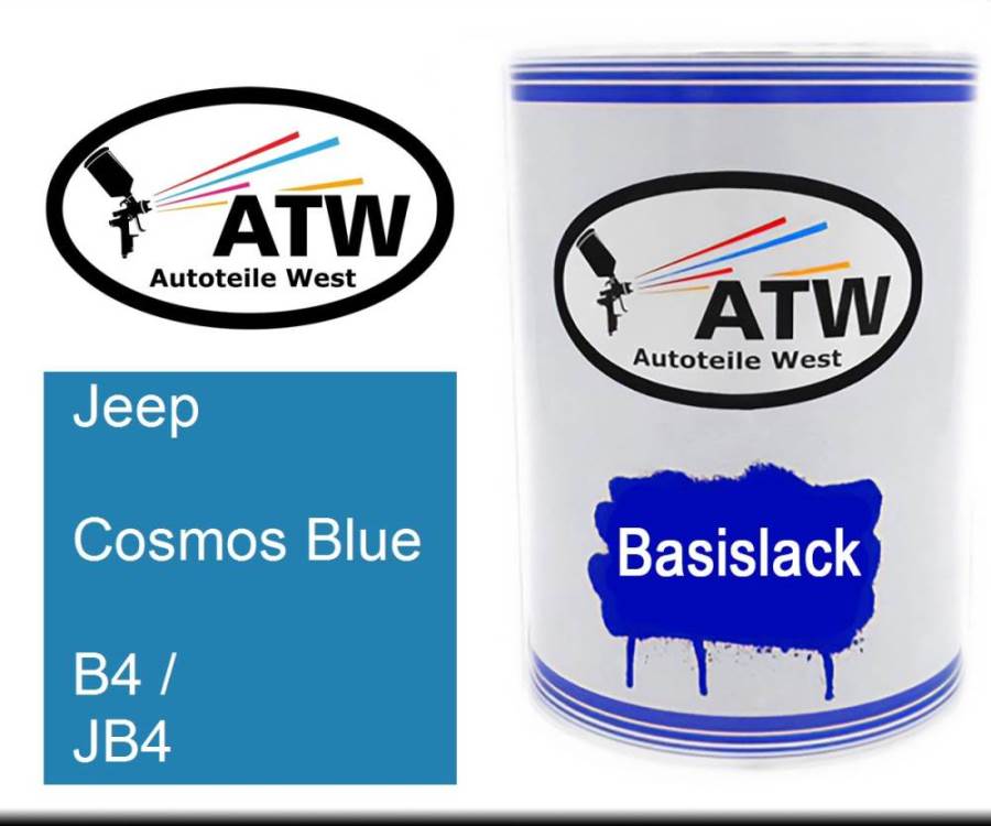 Jeep, Cosmos Blue, B4 / JB4: 500ml Lackdose, von ATW Autoteile West.